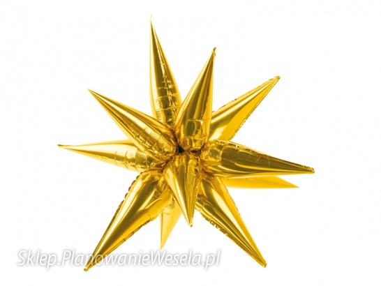 Balon foliowy Gwiazda 3D, 95cm, złoty