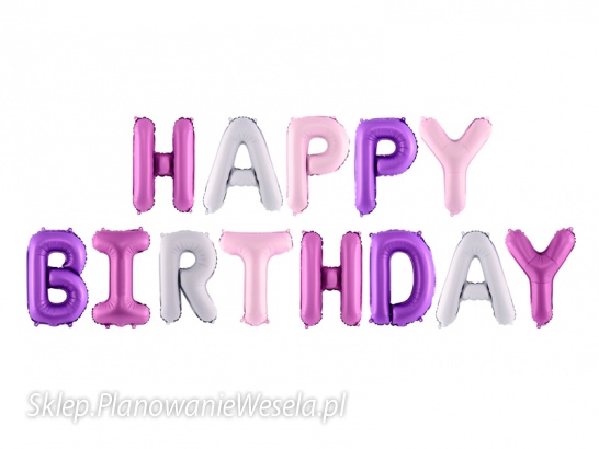 Balon foliowy Happy Birthday, 340x35cm, mix