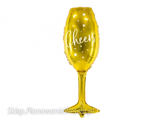 Balon foliowy Kieliszek, 28x80cm, złoty