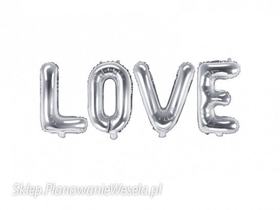 Balon foliowy Love, 140x35cm, srebrny