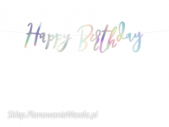 Baner Happy Birthday, opalizujący, 16,5x62cm