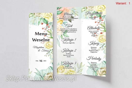 Menu Weselne  Amelia - 5 wzorów