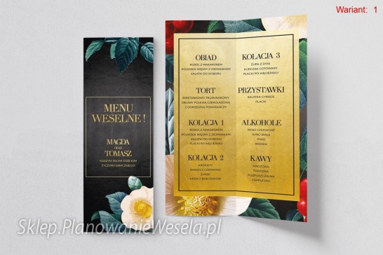 Menu Weselne  Amore  -  4 wzory