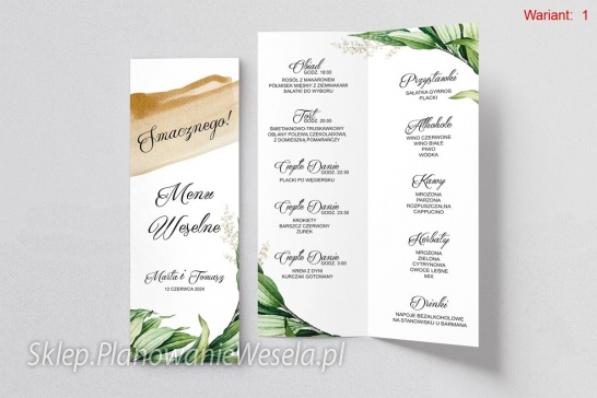 Menu Weselne  Charlotte  -  4 wzory