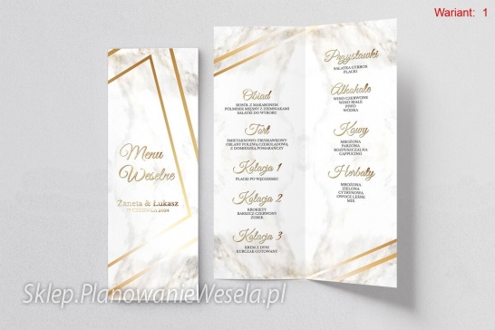 Menu Weselne  Marmur  -  2 wzory