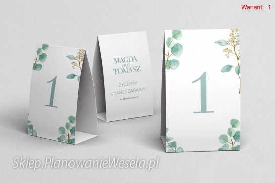 Numery na stół Eukaliptus  -  3 wzory