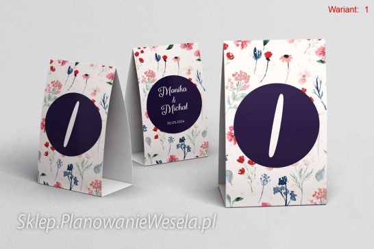 Numery na stół Wildflowers  -  3 wzory