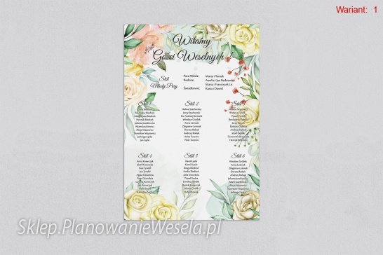 Plan Stołów  Amelia - 5 wzorów