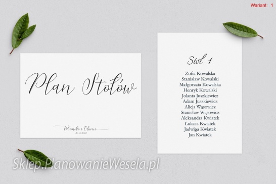 PLAN STOŁÓW - KARTECZKA Minimalistyczne