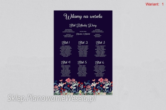 Plan Stołów Wildflowers  - 3 wzory