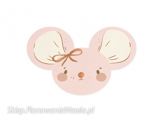 Serwetki Myszka, jasny różowy, 16x10 cm