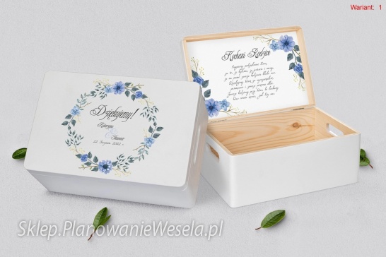 Skrzynka  podziękowanie - biała Wianki -wzory