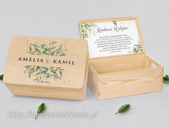 Skrzynka  podziękowanie - naturalne Leaves 3