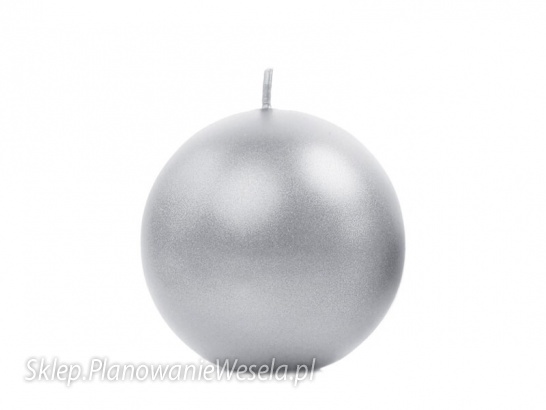 Świeca kula metalicza srebrna 6cm  (1 op)