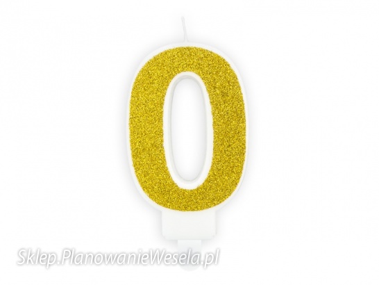 Świeczka urodzinowa Cyferka 0, złoty, 7cm