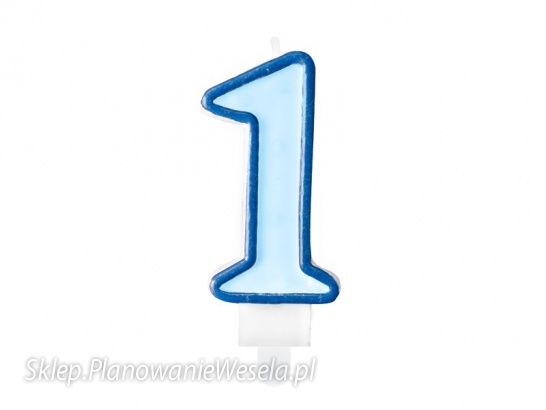 Świeczka urodzinowa Cyferka 1, niebieski, 7cm