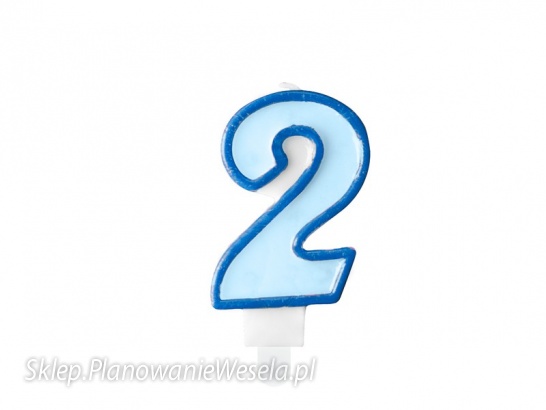 Świeczka urodzinowa Cyferka 2, niebieski, 7cm