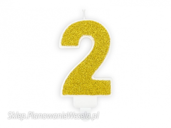 Świeczka urodzinowa Cyferka 2, złoty, 7cm