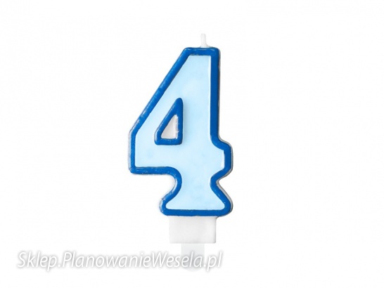 Świeczka urodzinowa Cyferka 4, niebieski, 7cm