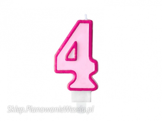 Świeczka urodzinowa Cyferka 4, różowy, 7cm