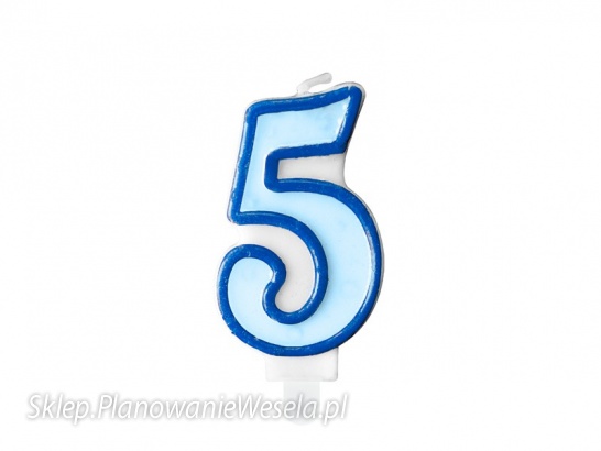 Świeczka urodzinowa Cyferka 5, niebieski, 7cm