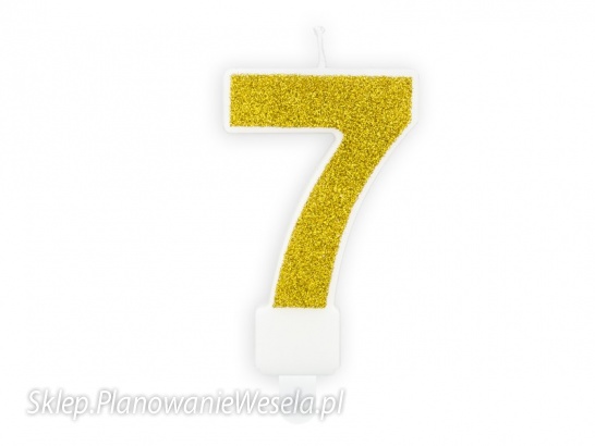 Świeczka urodzinowa Cyferka 7, złoty, 7cm