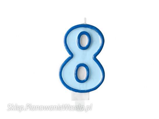 Świeczka urodzinowa Cyferka 8, niebieski, 7cm