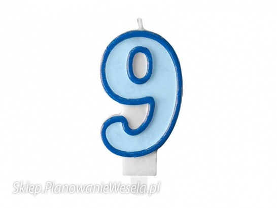 Świeczka urodzinowa Cyferka 9, niebieski, 7cm