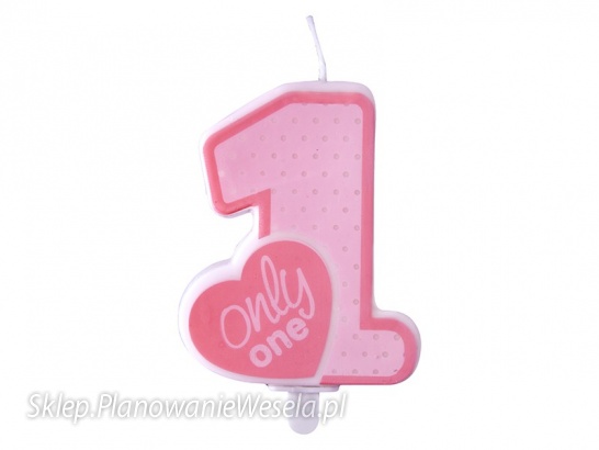 Świeczka urodzinowa Only One, j. różowy, 8cm