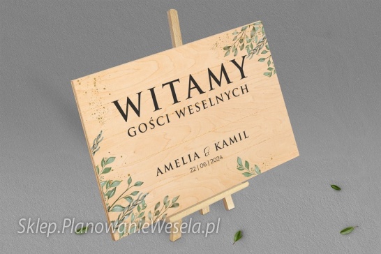 Tablica powitalna - Leaves 3 drewniana