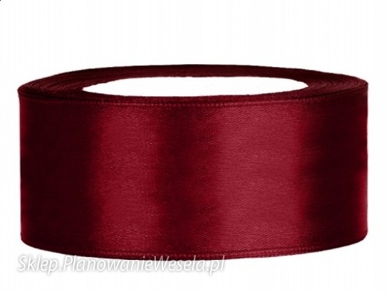 Tasiemka satynowa 25mm/25m Bordowa TS25-082