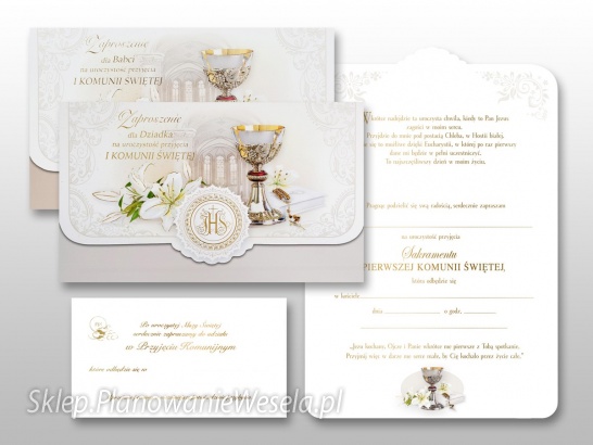 Zaproszenia komunijne  dla Dziadka (1 zestaw)