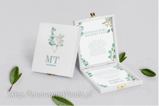 Zaproszenie/błogosławieństwo białe Eukaliptus