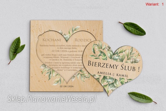 Zaproszenie dla rodziców drewniane Leaves