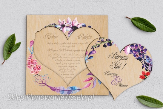 Zaproszenie dla rodziców drewniane Wianek 7