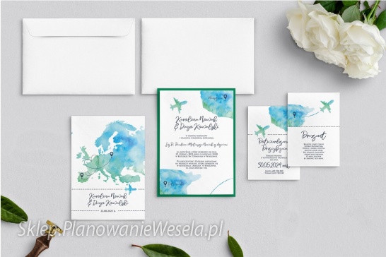 Zaproszenie jednokartkowe Mapa Europa