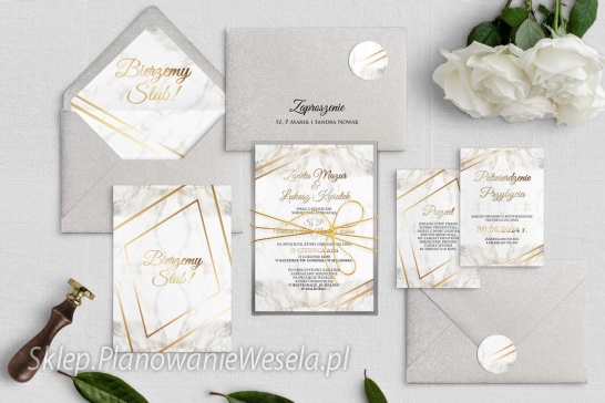 Zaproszenie jednokartkowe Marmur - 1