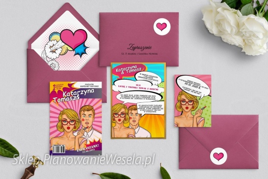 Zaproszenie jednokartkowe Pop Art 3