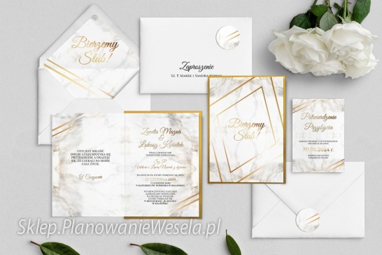 Zaproszenie składane Marmur - 1