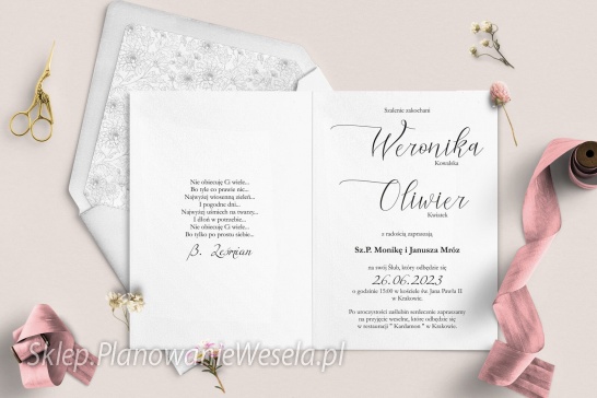 Zaproszenie składane Minimalistyczne 1