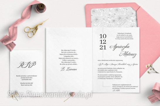 Zaproszenie składane Minimalistyczne 4