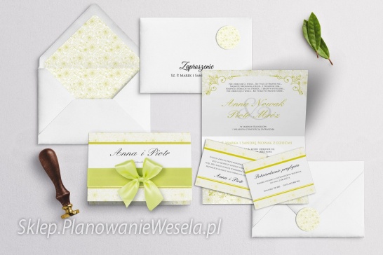 Zaproszenie składane  Ornaments Oliwkowe