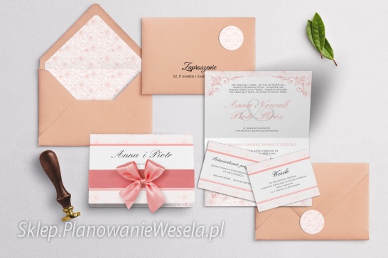 Zaproszenie składane  Ornaments Różowe