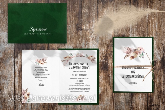 Zaproszenie składane Piórko 2