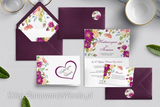 Zaproszenie składane Serca kwiat 5 Star