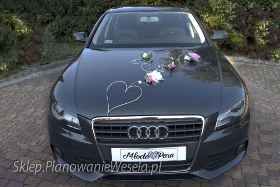 Zestaw do dekoracji samochodu - LILA  róż i krem