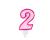 Świeczka urodzinowa Cyferka 2, różowy, 7cm