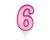Świeczka urodzinowa Cyferka 6, różowy, 7cm