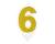 Świeczka urodzinowa Cyferka 6, złoty, 7cm